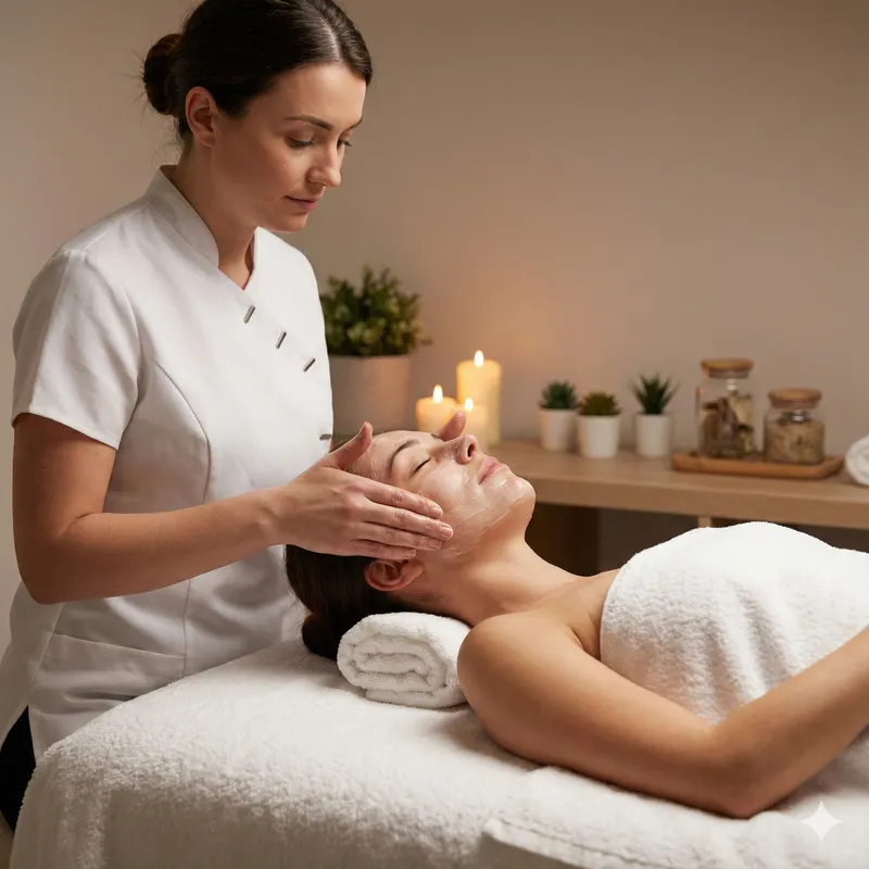 Entspannende Gesichtsmassage im Rahmen einer klassischen Kosmetikbehandlung.