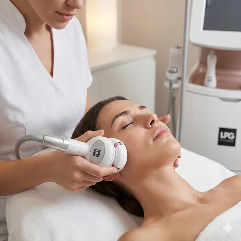 Spezialisierter Massageaufsatz bei der Endermolift-Behandlung im Gesicht.